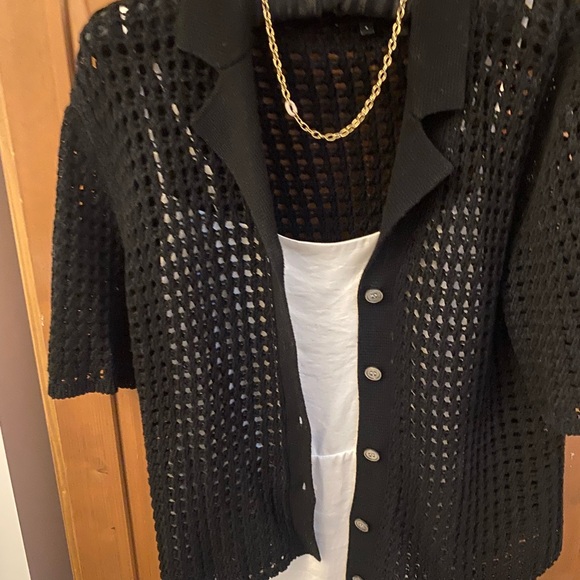 Theory open work short sleeve cardigan size small - Picture 4 of 11